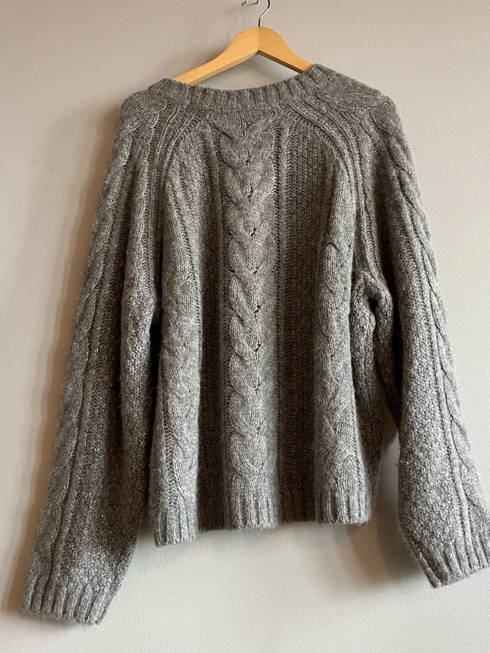 J Crew metallic cable knit sweater